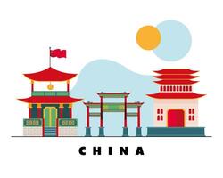 china culture architecture vector