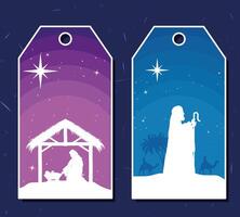 nativity scenes two tags vector