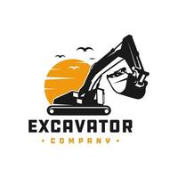 Excavator construction tool logo vector