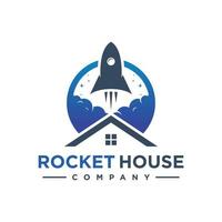 rocket house logo design vector