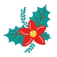 christmas flower and leafs vector