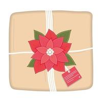 christmas gift with flower vector