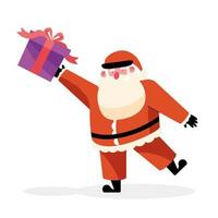 santa claus lifting gift vector