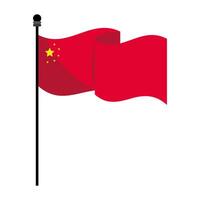 china flag in pole vector