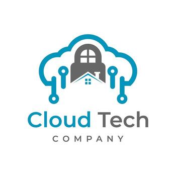 cloud tech logo design template vector