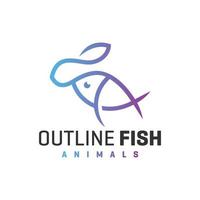 sea fish outline logo vector