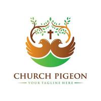 Christian religious dove logo design vector