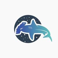 logotipo moderno de tiburón martillo vector