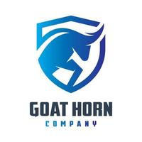 Goat head shield logo design vector