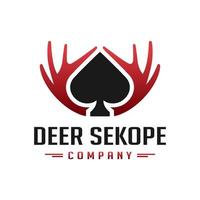 deer antler logo design and spade card vector