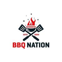 BBQ cooker logo design vector
