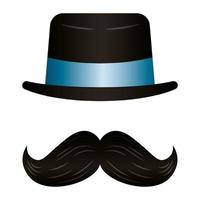 elegant top hat accessory with mustache vector