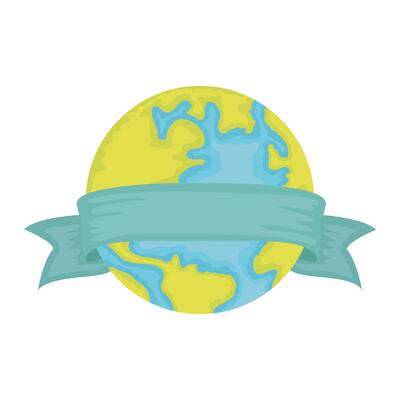 world planet earth with ribbon frame