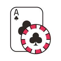 casino poker card and chip with clover isolated icon