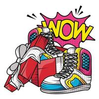 gift with tennis sport shoes pop art style vector