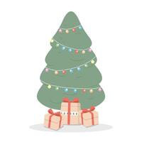 árbol de navidad y regalos vector