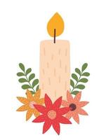 flowers and candle christmas vector