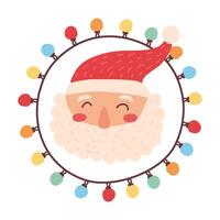 santa head and lights bulbs vector