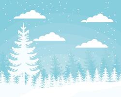 merry christmas snowscape vector