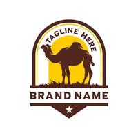 camel desert vintage logo design vector