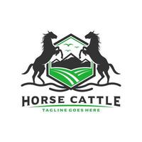 Vintage or retro cattle horse logo design vector