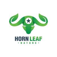 Bull horn leaf logo vector