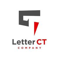 CT letter logo design template vector