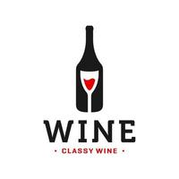 wine bottle and glass logo vector