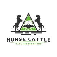 Vintage or retro cattle horse logo design vector