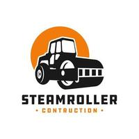 steamroller construction tool logo vector