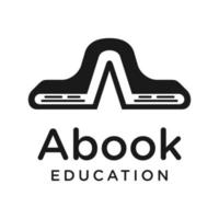 initial logo A and book vector