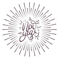 happy new year lettering icon vector