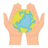 hands lifting world planet earth vector