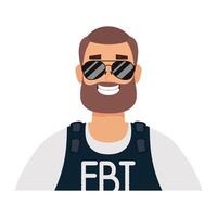 joven con barba agente del fbi vector