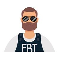 joven con barba agente del fbi vector