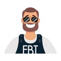 joven con barba agente del fbi vector