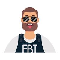 young man with beard fbi agent vector