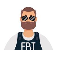 young man with beard fbi agent vector