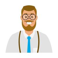 Hombre joven con personaje de avatar de barba vector