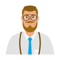 young man with beard avatar character vector