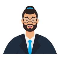 young man with beard and hat character vector