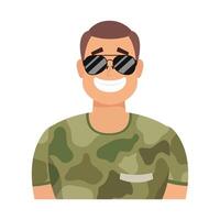 young man with military clothes character vector