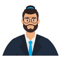 young man with beard and hat character vector