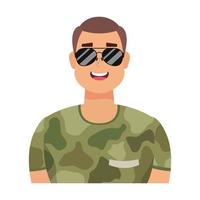 young man with military clothes character vector