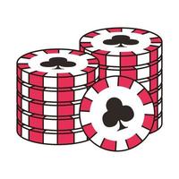casino pile chips with clover isolated icon vector