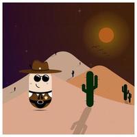 un diseño de personaje de un sheriff con un fondo desértico vector