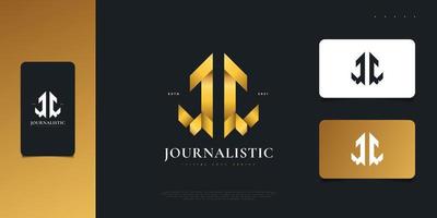 Luxury Initial Letter J and J Logo Design in Gold Gradient. JJ Monogram Logo Design vector