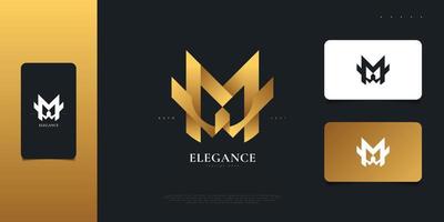 Abstract and Elegant Initial Letter M and W Logo Design in Gold Gradient. MW or WM Monogram Logo vector