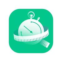 diet, weight loss vector icon. Stopwatch with measuring tape illustration for mobile application website, etc
