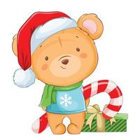 Merry Christmas. Funny little bear vector